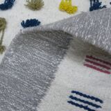 Handwoven Modern Boho Wool Rug with Colourful Patterns and Pompoms