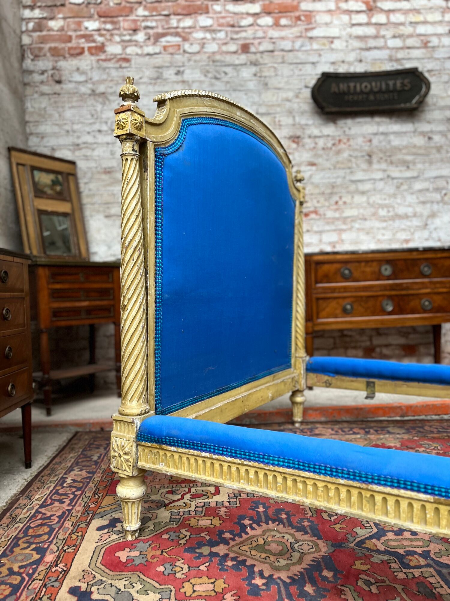 Pair of lacquered wooden beds Louis XVI XIXth