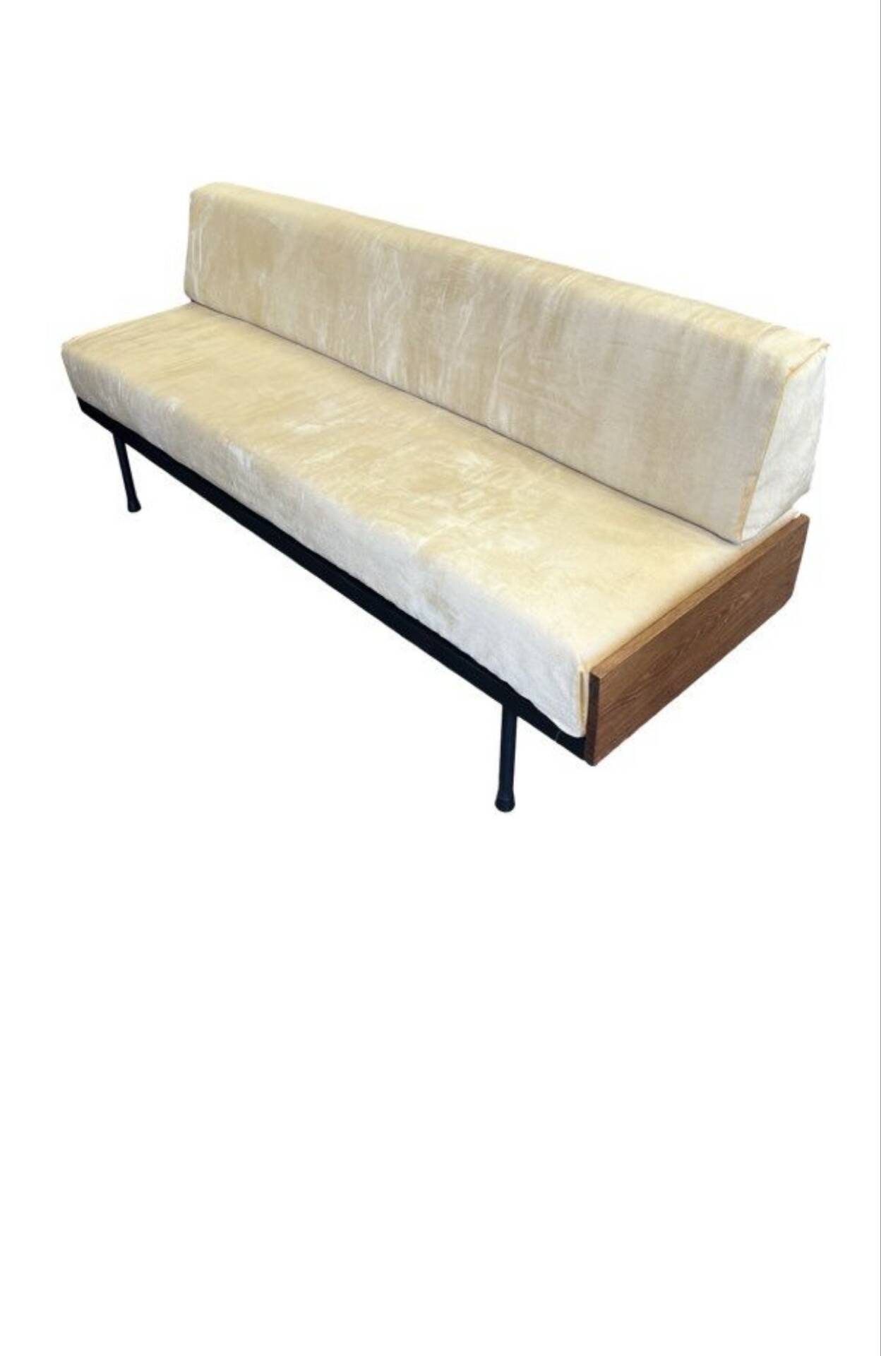 Daybed or Scandinavian bench in teak and steel from the 1970s.