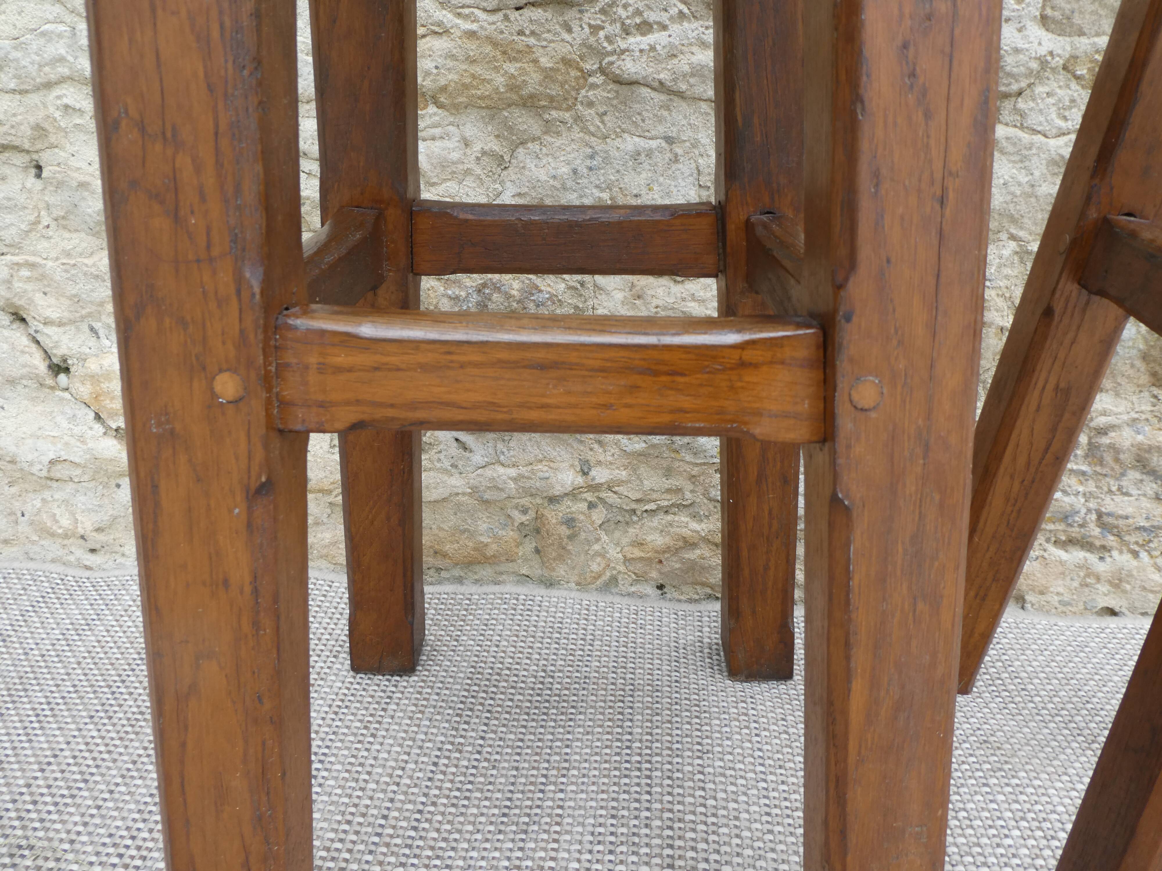 Pair of high solid wood bar stools