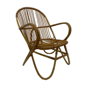 Fauteuil en rotin vintage