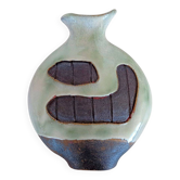 Vase brutaliste en poterie de studio vintage signé par l'artiste