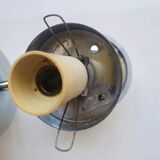 Pair of chrome metal wall lights with vintage sandblasted glass globes