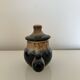 Blue flamed and black condiment pot