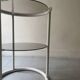 Tubular space age serving table in white metal and pink smoked glass, 1970s design