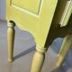 Pair of vintage carved wooden bedside tables – Sunny yellow finish