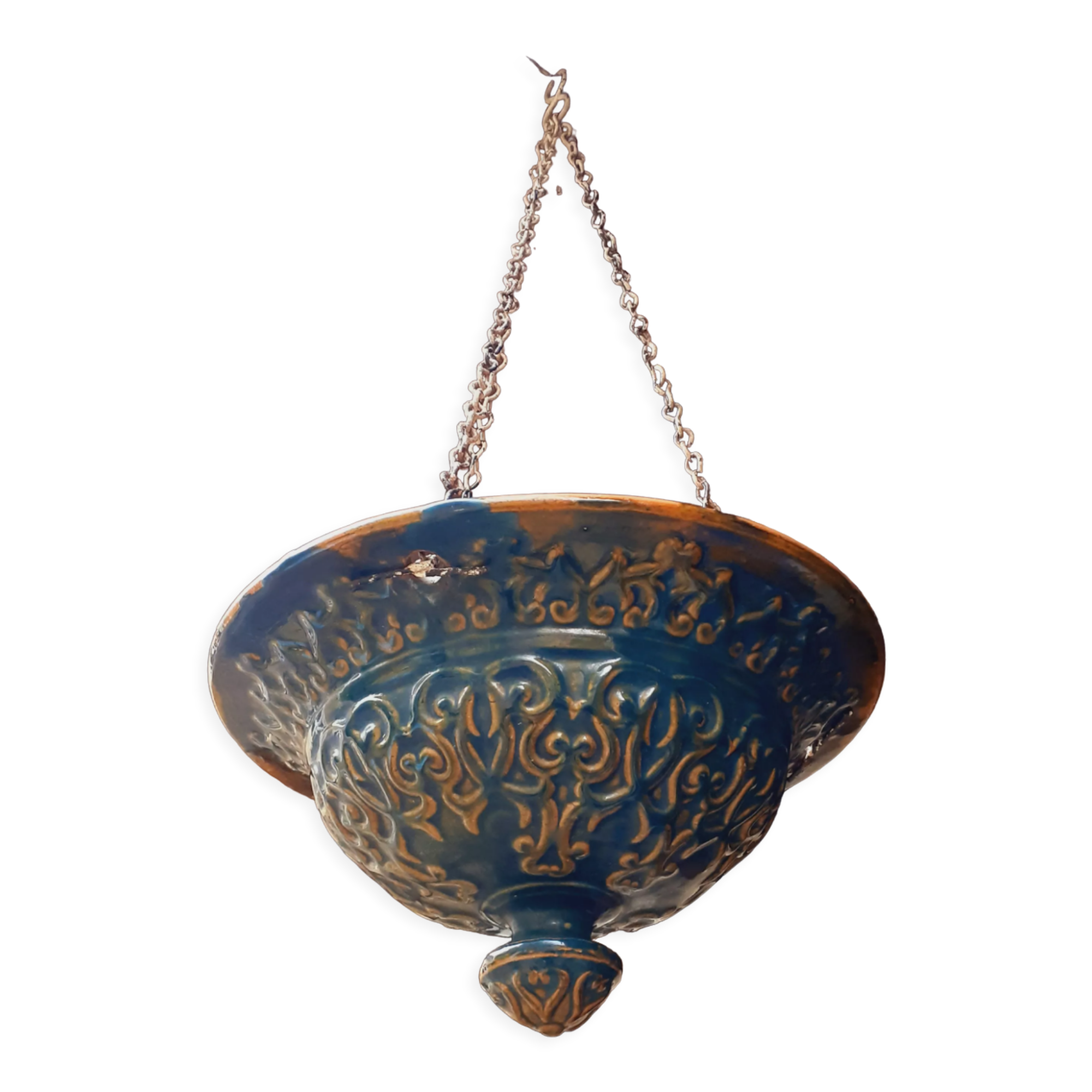Hanging planter in glazed terracotta late nineteenth