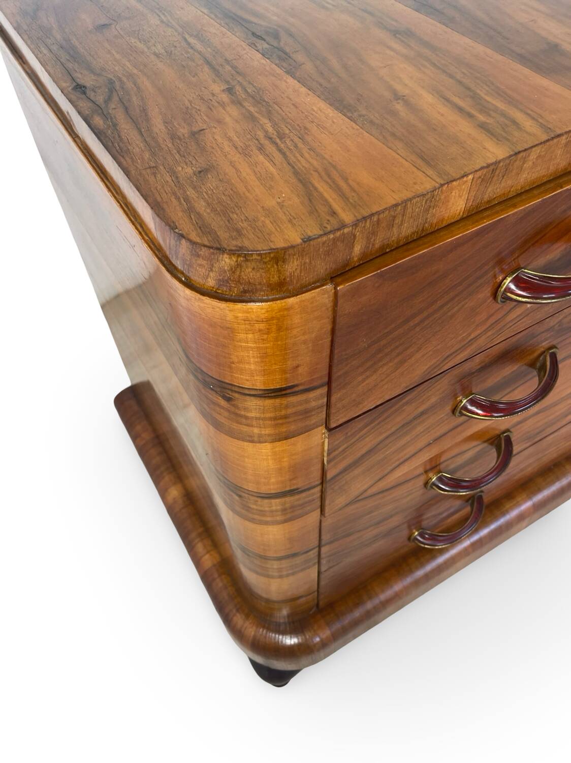 Commode italienne Art déco en ronce de noyer, années 1930