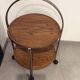 Round vintage foldable wooden and brass server