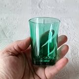 6 verres 12 cl rétro verre vert émeraude france, petits verres vintage