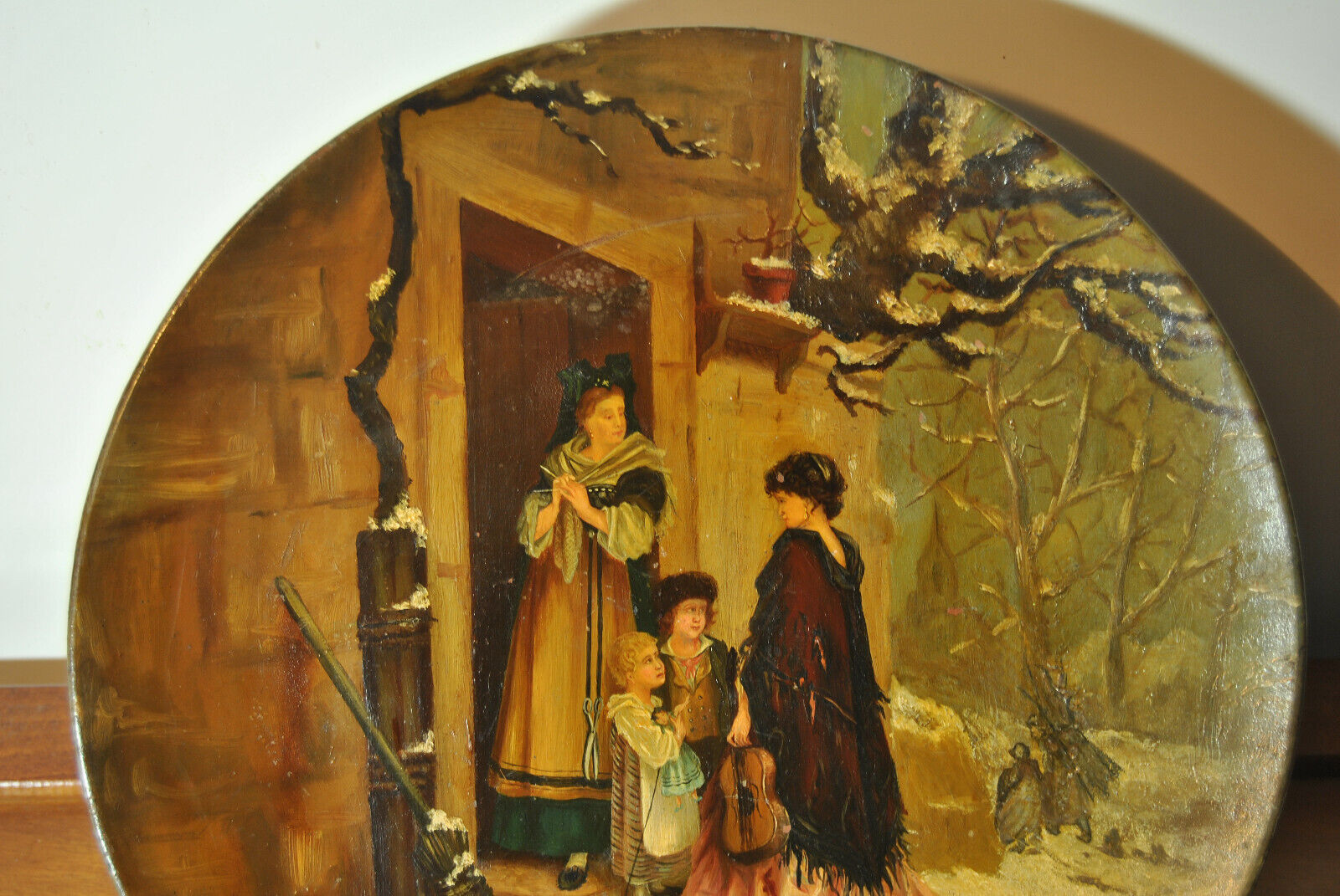 Alsatian terracotta dish painted decorative 19th century