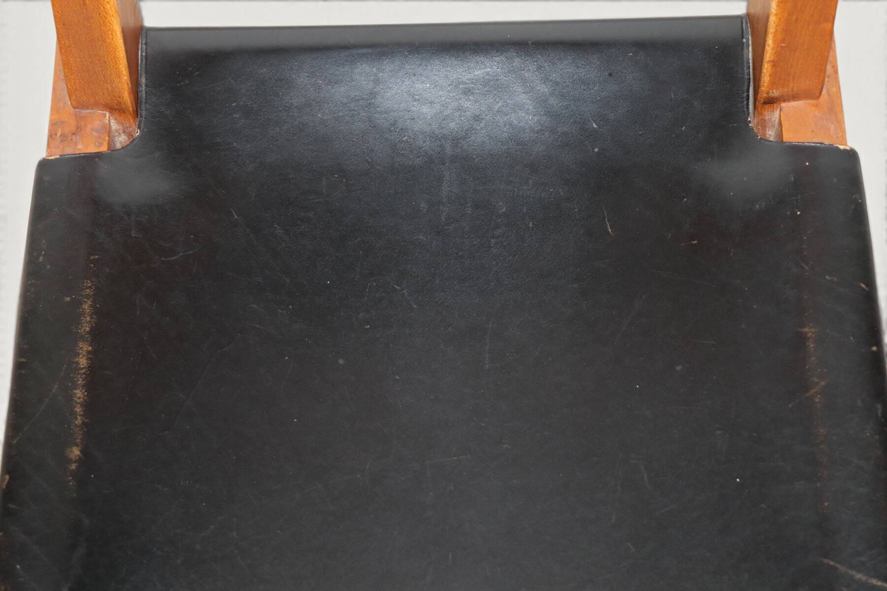 Chair S24 by Pierre Chapo – Solid elm and black leather – 1970