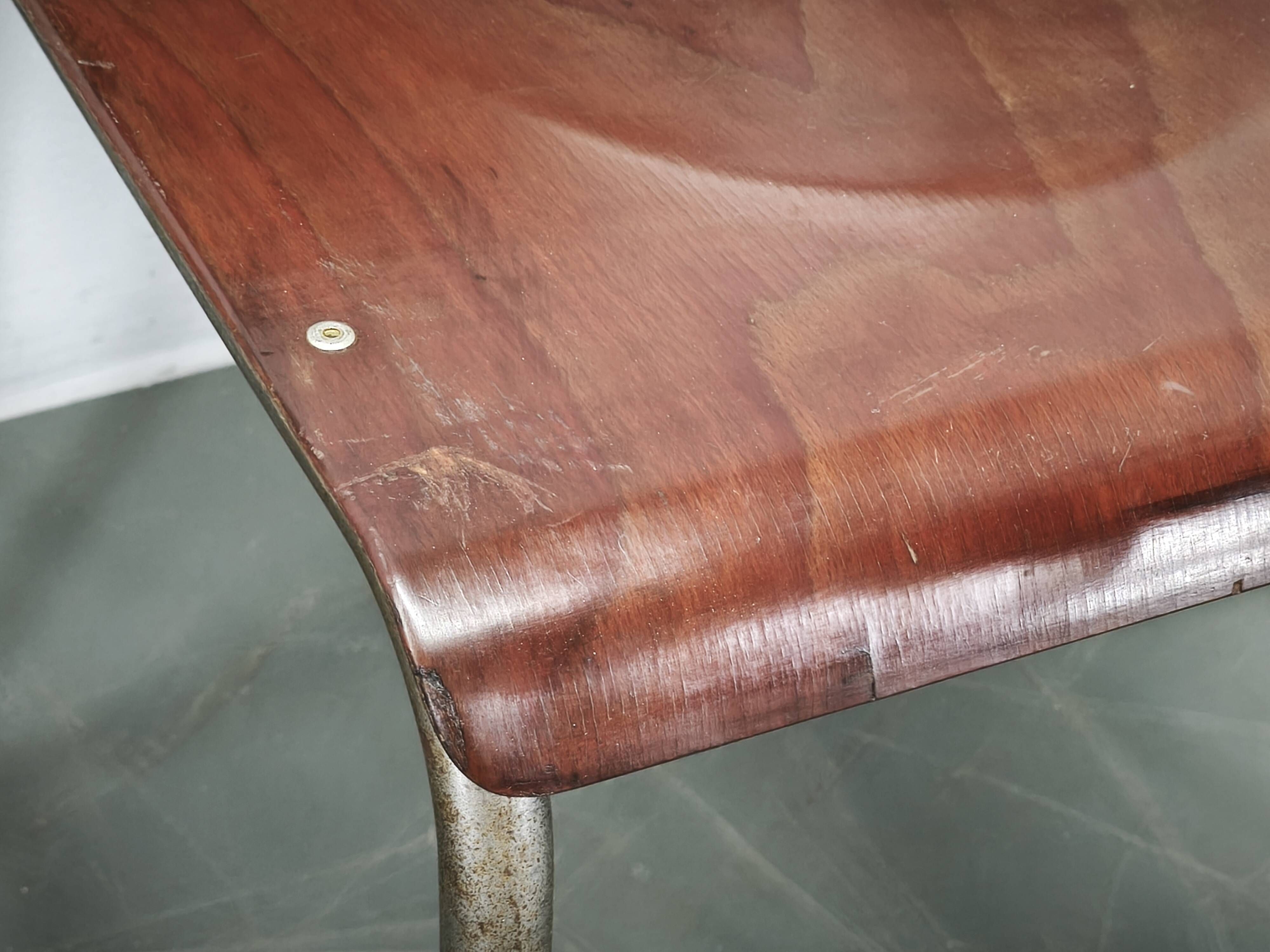 Set of 6 Gispen 106 Dutch Industrial Plywood Chairs, 1960s