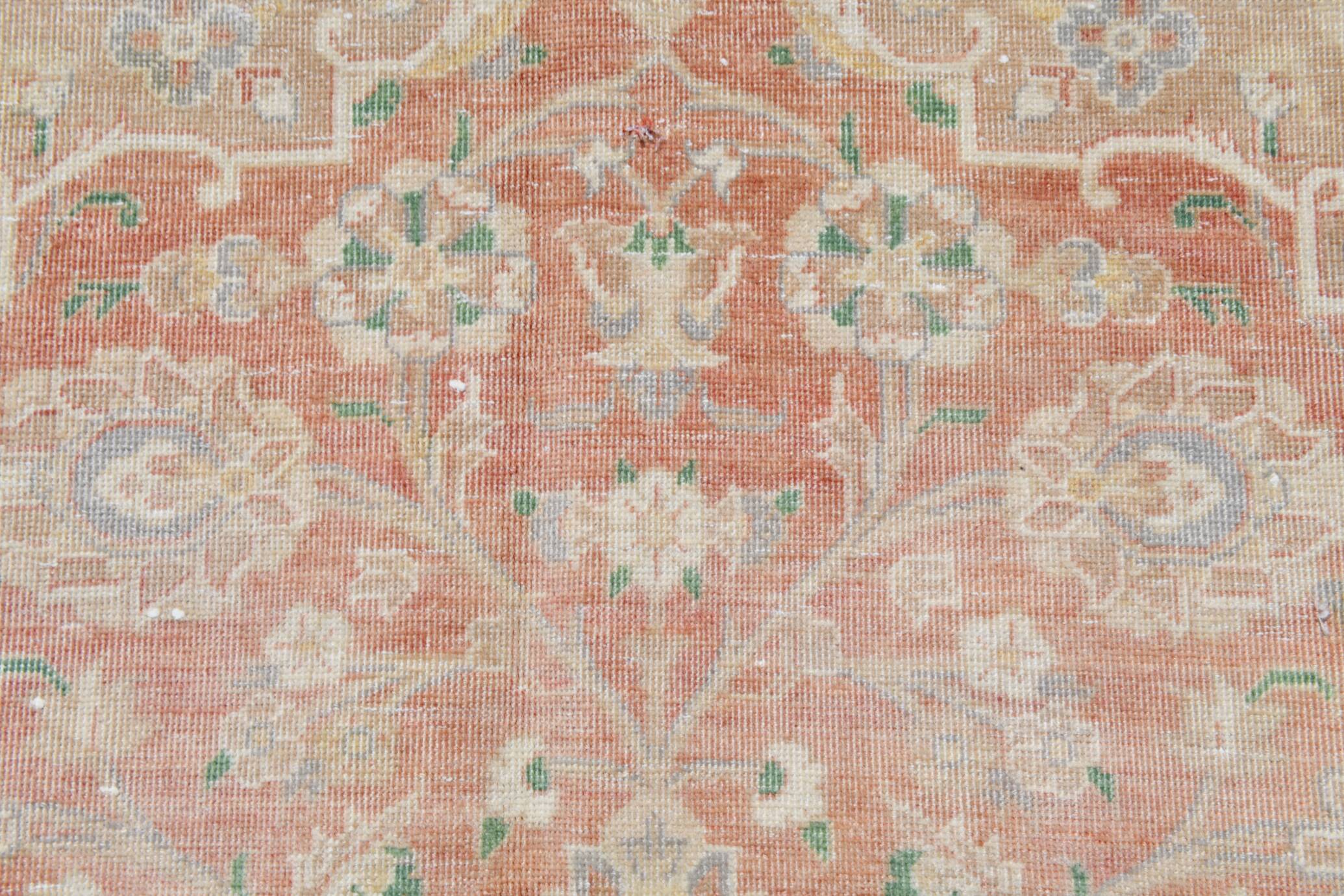 9x13 Blush Pink Vintage Persian Rug, Handmade Luxury Decor, 283x408 Cm
