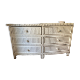 Vintage rattan chest of drawers