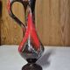 Vallauris decorative vase pitcher 25 cm red and brown fat lava enamel