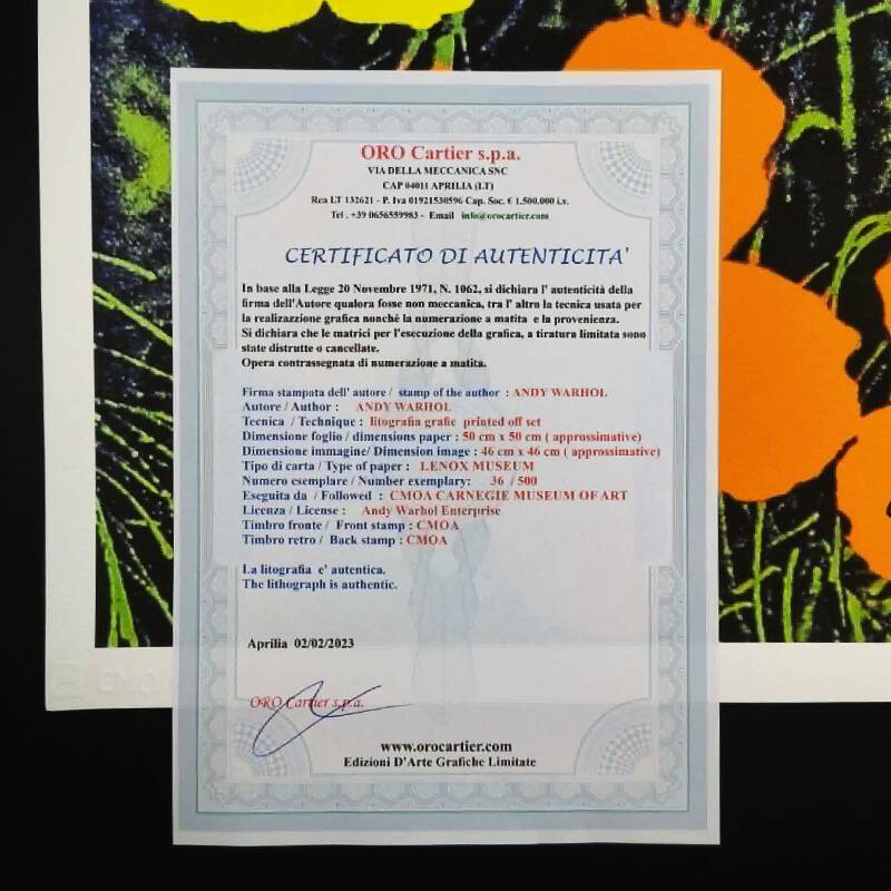 Lithographie d'Andy Warhol Édition Limitée par Cmoa. Après, COA