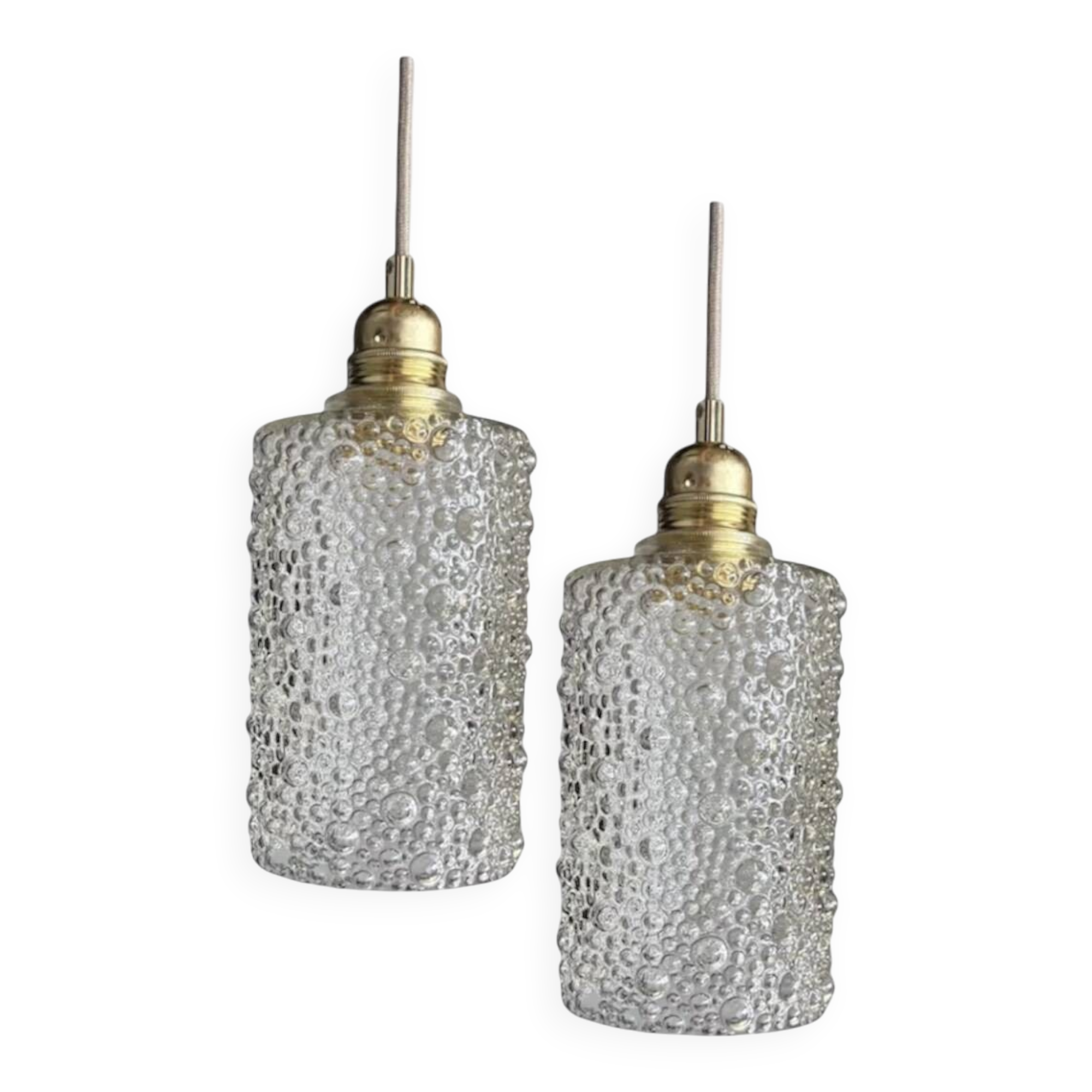 Set of two bubble glass pendant lights