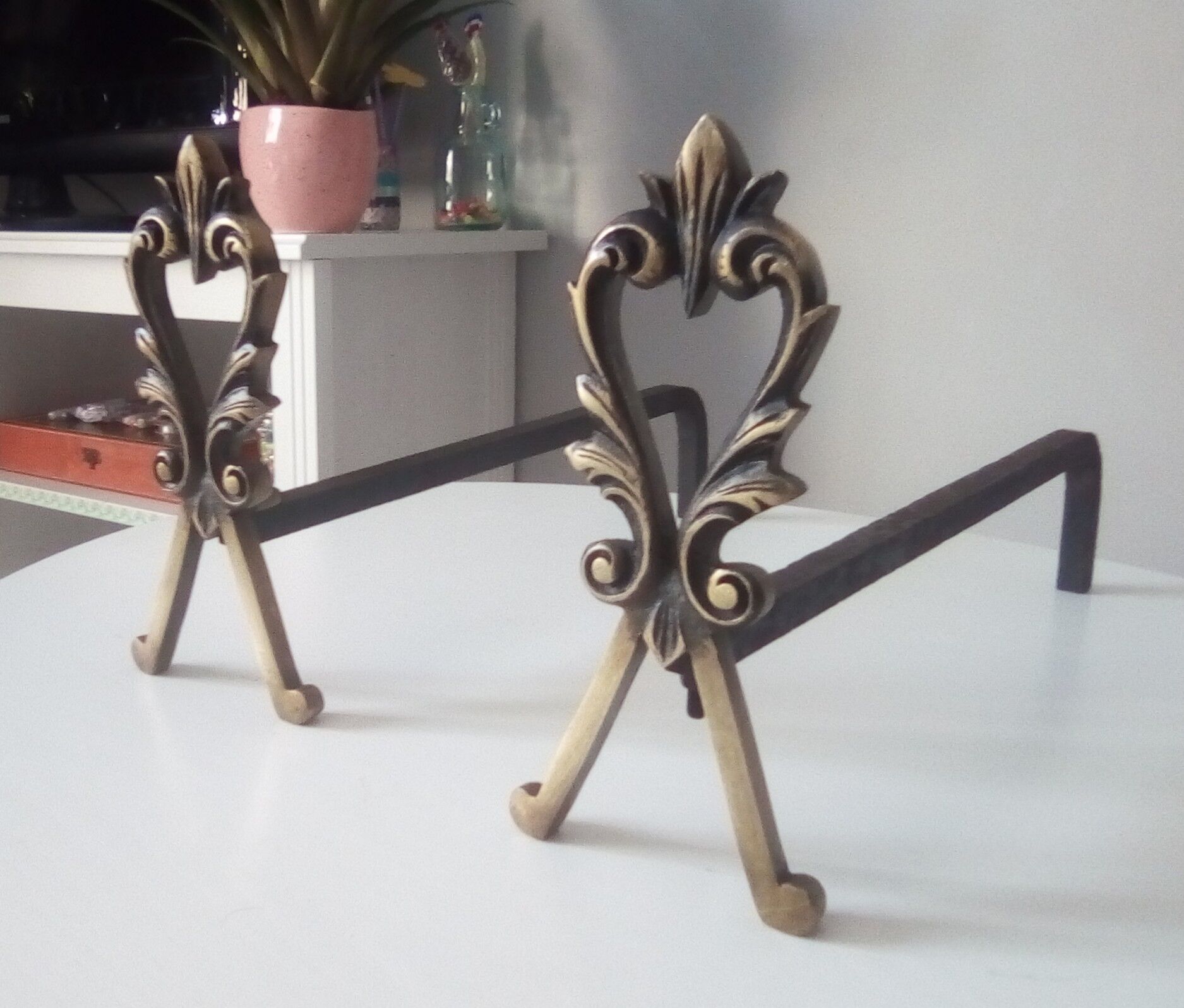 Chimney channels old solid brass and wrought iron