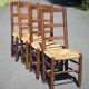 Set of 4 wooden and straw chairs, wooden chair, straw chair, countryside, chalet