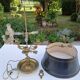Empire style bouillotte lamp in bronze and sheet metal