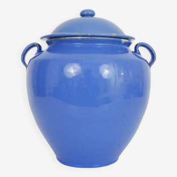 Jar with glazed blue confit, southwestern France. Conservation jar. Pyrenees XIXth