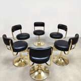 Vintage Swedish design brass low stools Borje Johanson