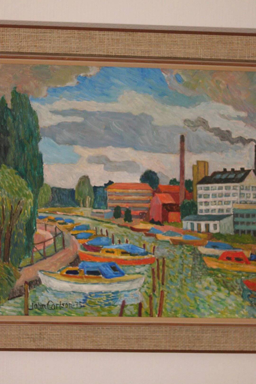 Original Swedish Oil on Panel – “Motif from Sundbyberg” by John Carlson