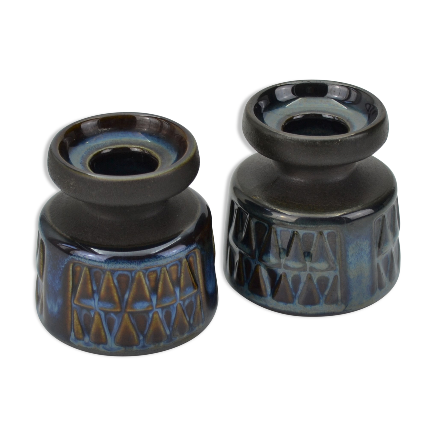 Pair of granite series sandstone candle holders by Maria Philippi for Søholm Stentøj