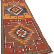 Turkish Handwoven Vintage Herki Kilim 90 cm x 318 cm