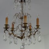 Bronze and crystal chandelier five arms of light, 19th century