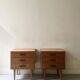 Pair of modernist honey wood bedside tables, 1950 design.