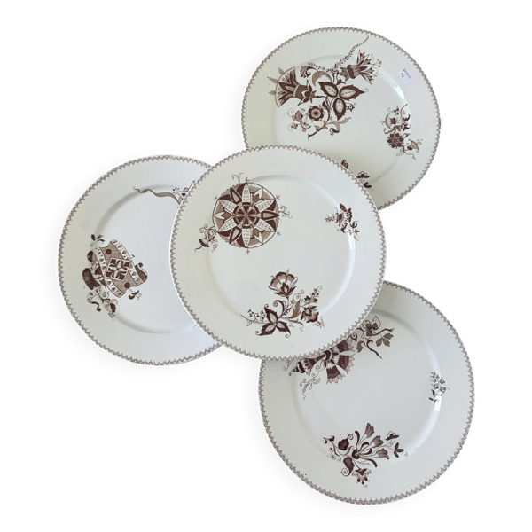 4 assiettes plates Sarreguemines modèle Danois