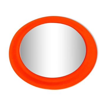 Miroir mural circulaire rouge 45x45cm Allemagne années 1970