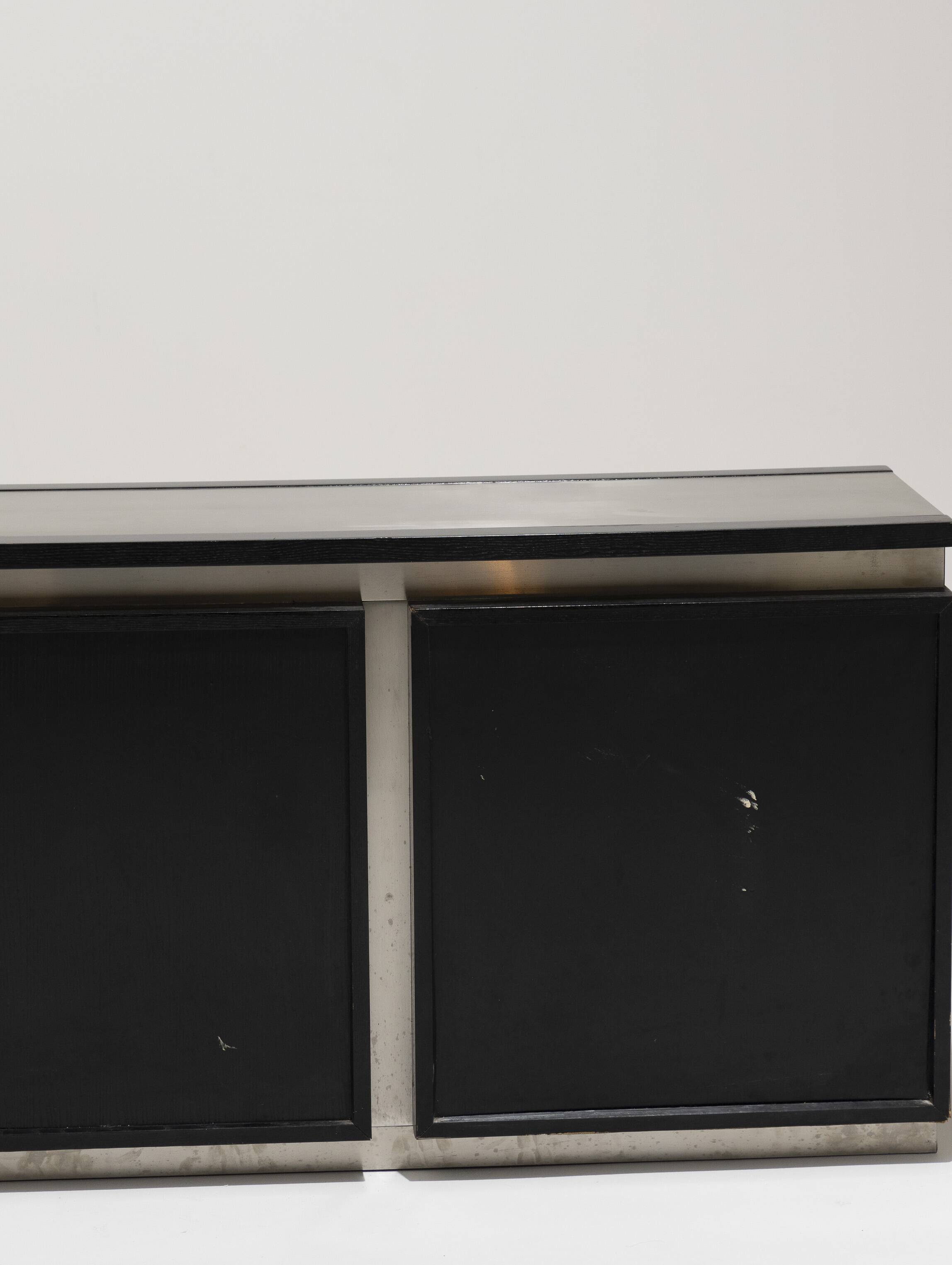 Brushed steel sideboard, lodovico acerbis, 1970s