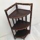 Rattan angle shelf at 3 levels 70's