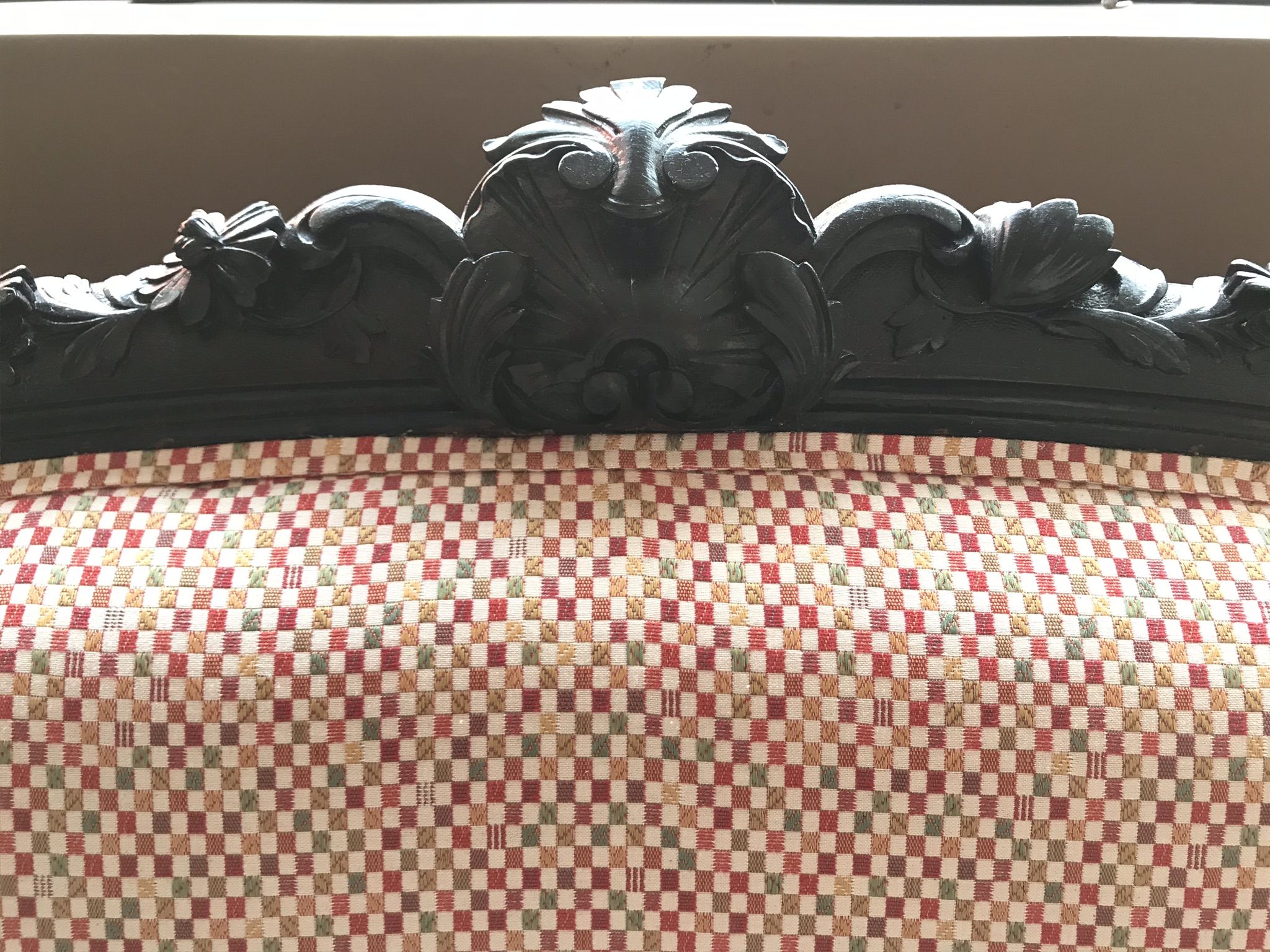 Sofa bench Louis Philippe Napoleon III, redesigned Nobilis fabric, country style