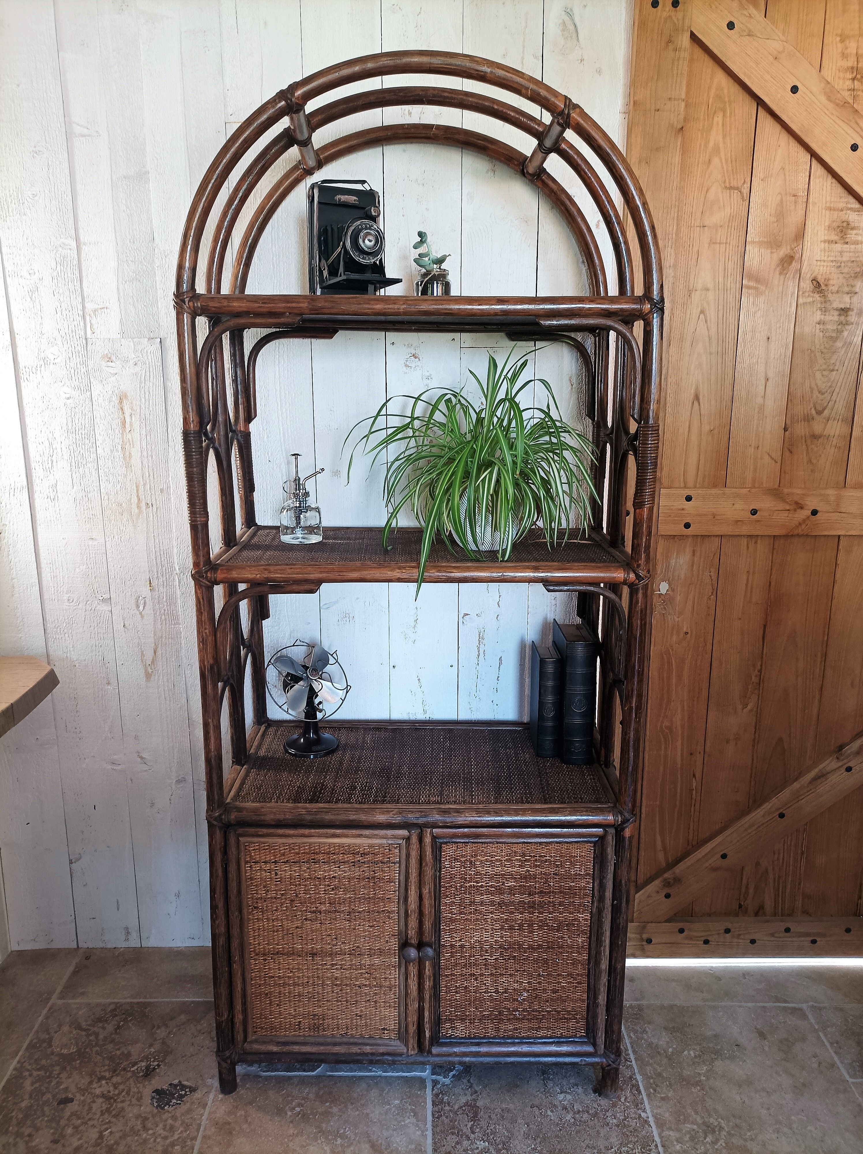 Vintage rattan bookcase
