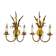 Pair of Hollywood Regency Style Gilt Metal Double-Arm Wheat Sconces, 1970s