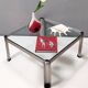 Osvaldo Borsani for Tecno, Steel and Thick Crystal Coffee Table Mod. T113