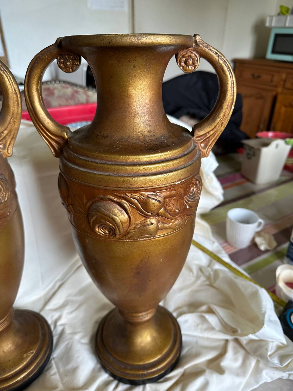 Pair of plaster amphorae