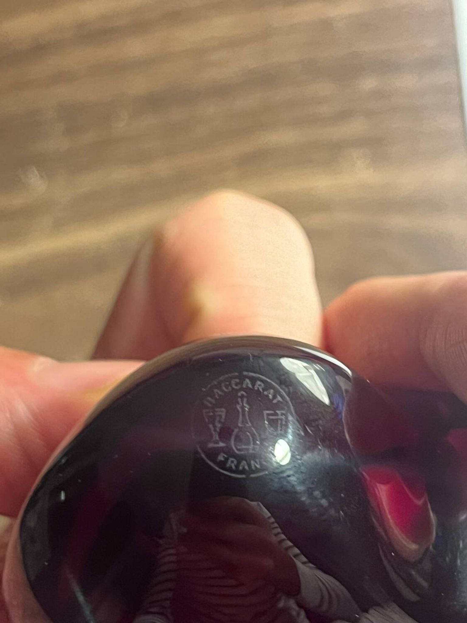 Baccarat red heart “amor” in crystal, stamped paperweight
