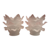 Pair of pale pink glass paste tulips