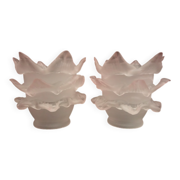 Paire de tulipes en pâte de verre couleur rose pâle