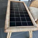 Coffee table year 60 in bamboo and ceramic