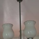 Antique chrome and opaline chandelier
