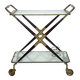 Cesare Lacca, Mid-Century Brass and Wood Bar Cart, Italy, 1950s