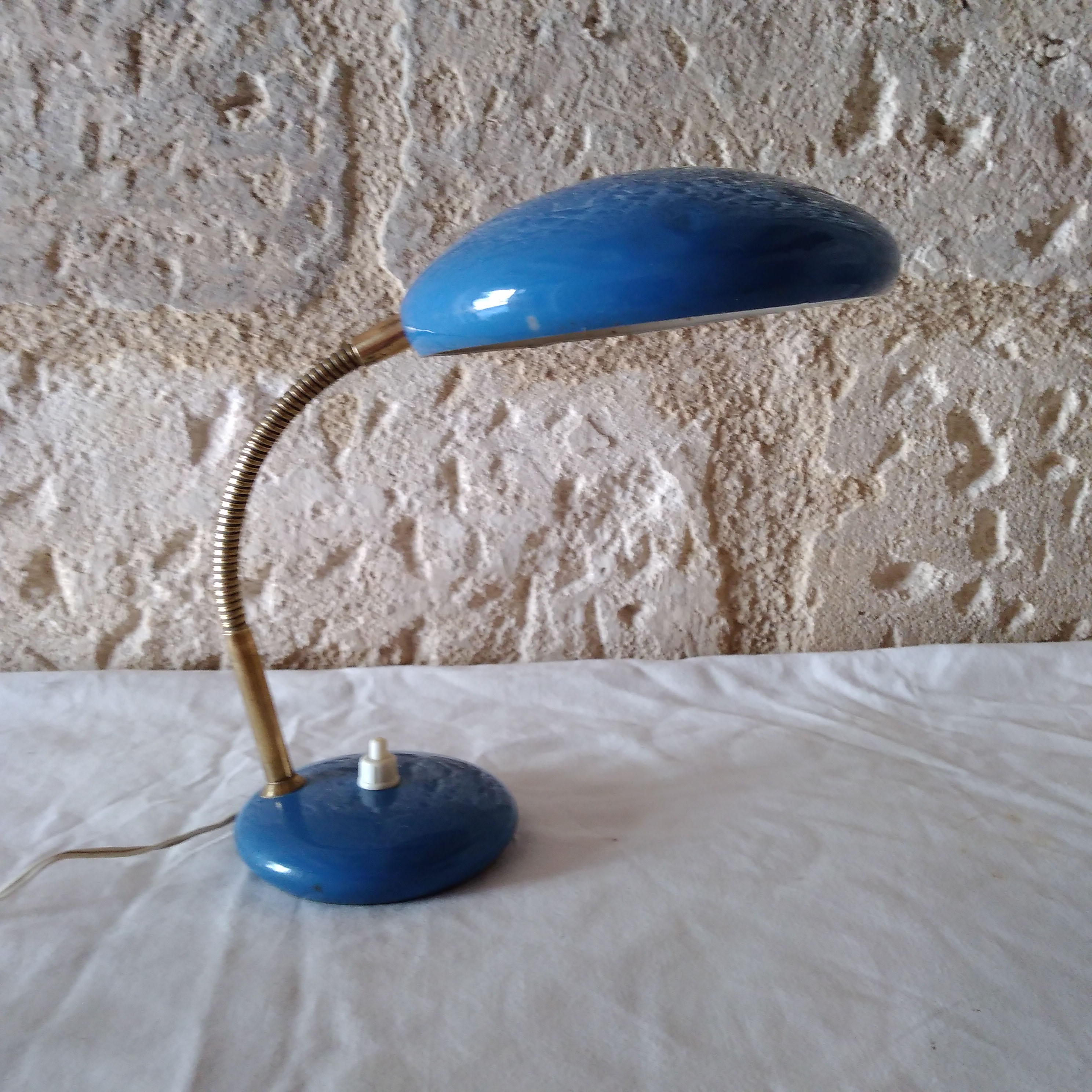 Italian blue metal desk lamp 1960