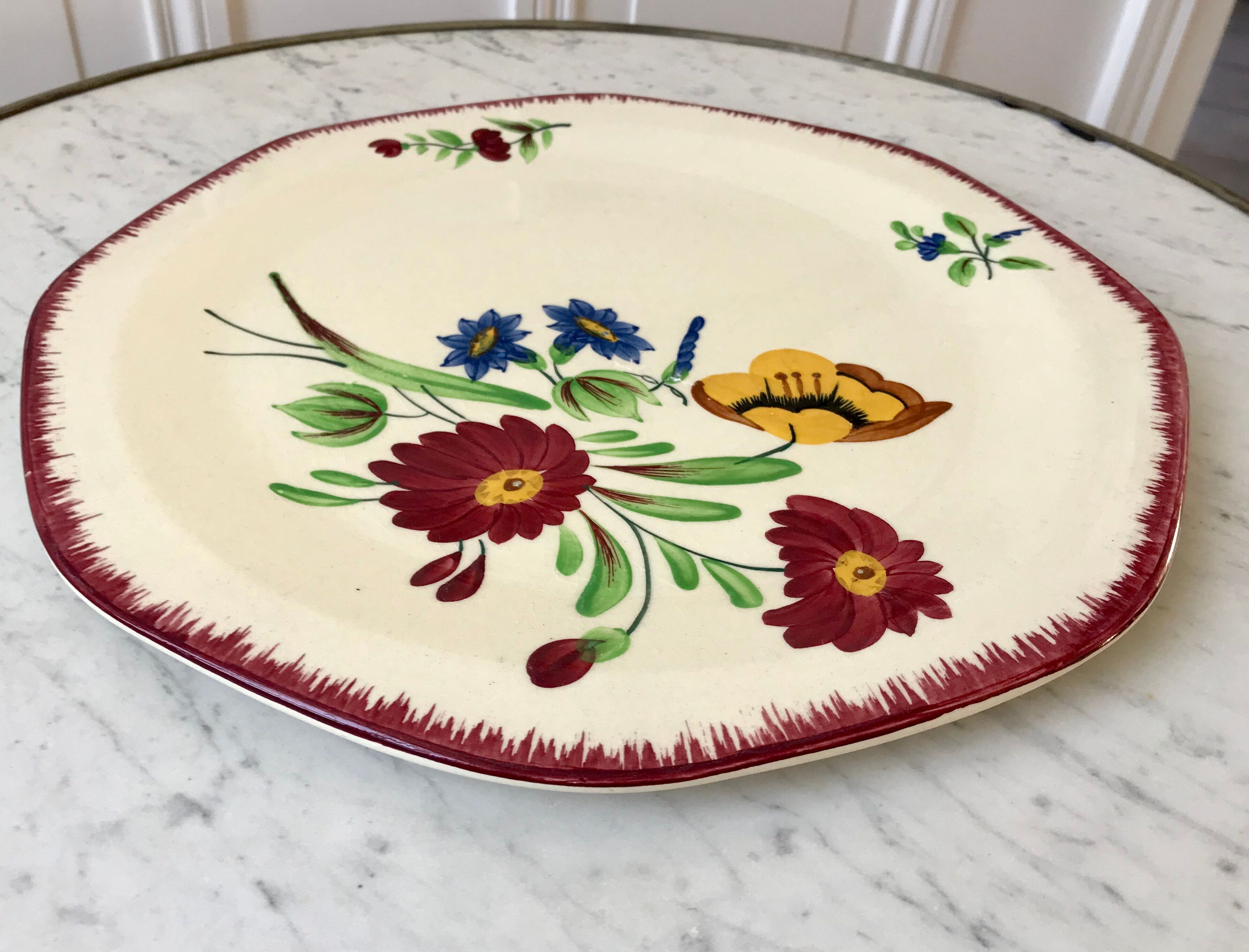 Pie dish Pexonne hand painted model "Ophelia" 40s