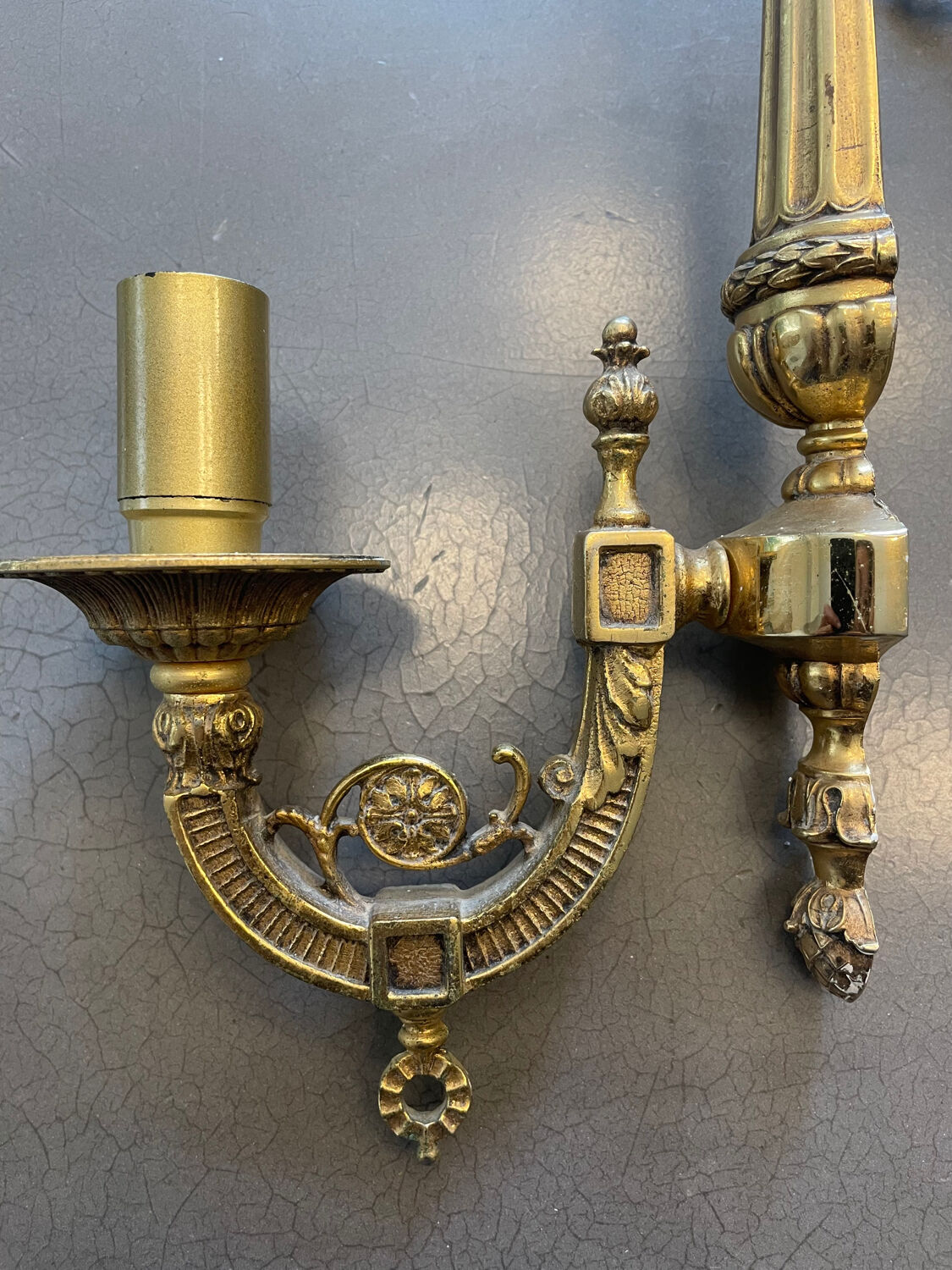 Pair of Art Deco gilt bronze wall sconces